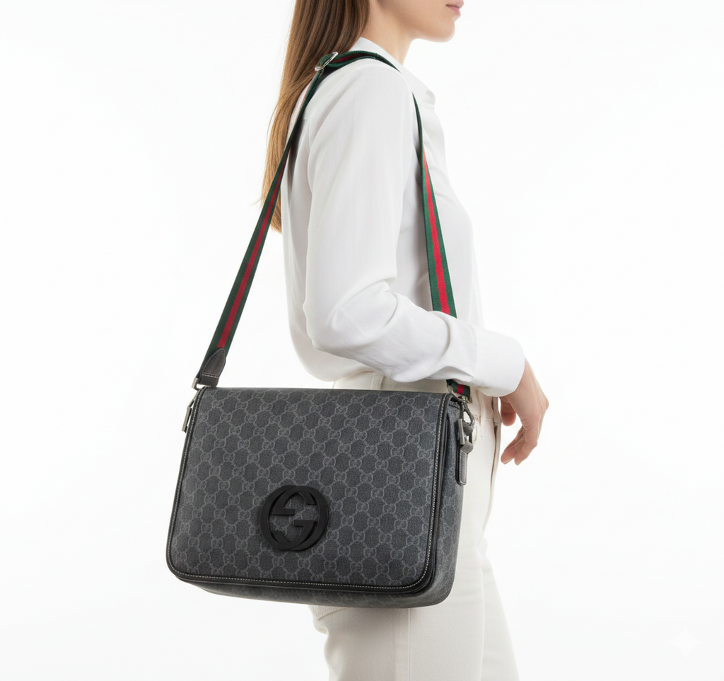 Gucci GG Supreme Messenger Bag with Web Strap 👜✨🇮🇹