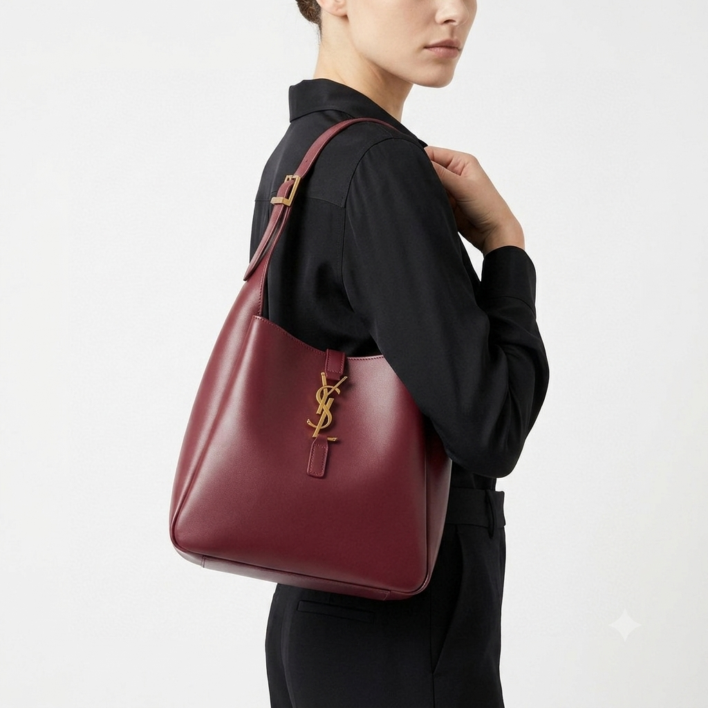 Saint Laurent Burgundy Shoulder Bag with Iconic Logo Hardware 👜✨
