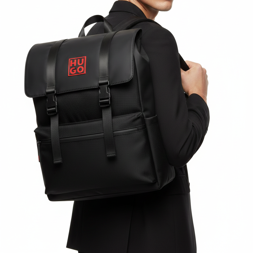 Hugo Men's Contrast Logo Flap Backpack 🎒💼🔥