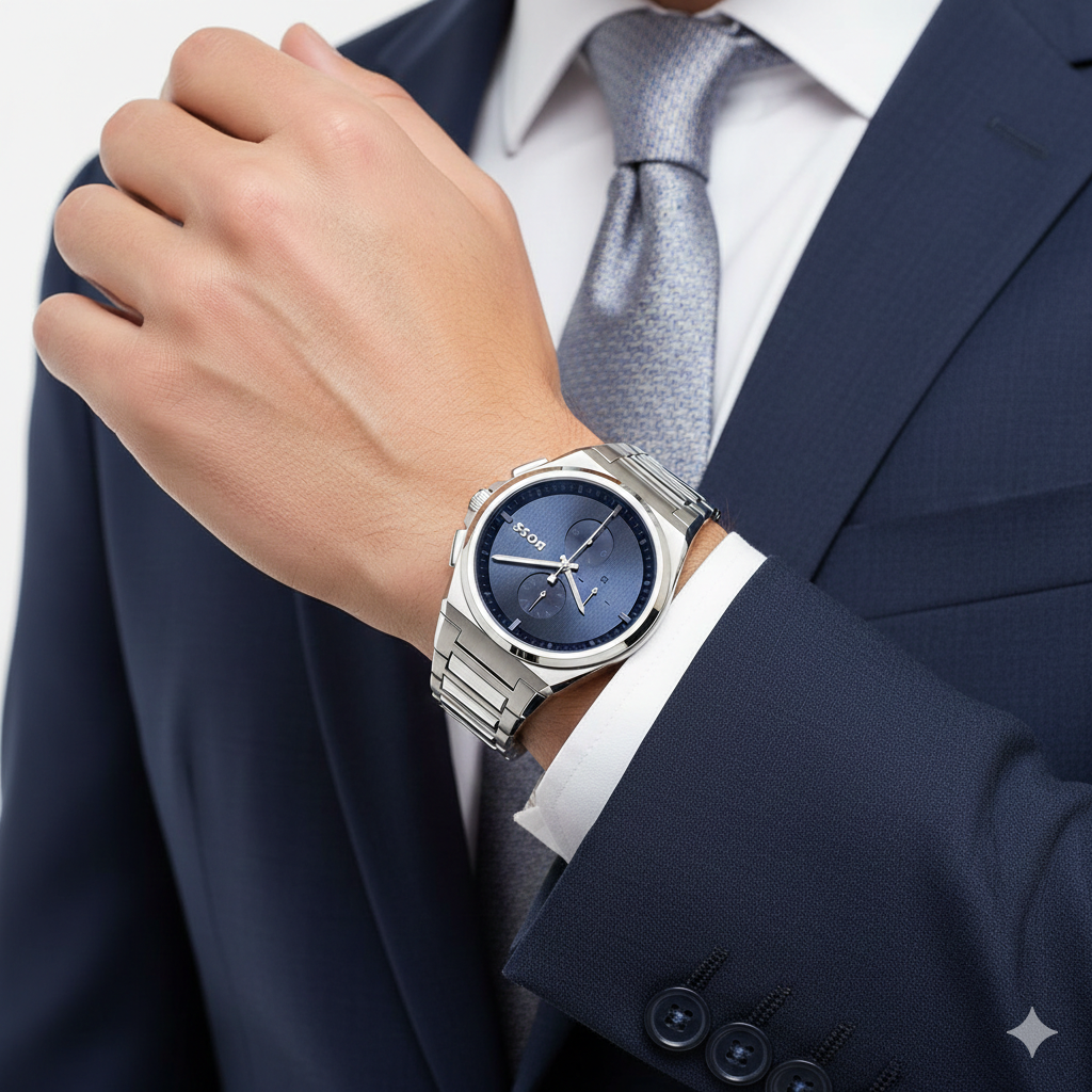 BOSS Steer Chronograph Watch with Blue Sunray Dial ⌚️💼✨