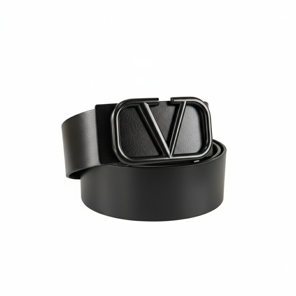 Valentino Garavani Leather Belt with Matte Black VLogo Buckle 🖤🔥⚫