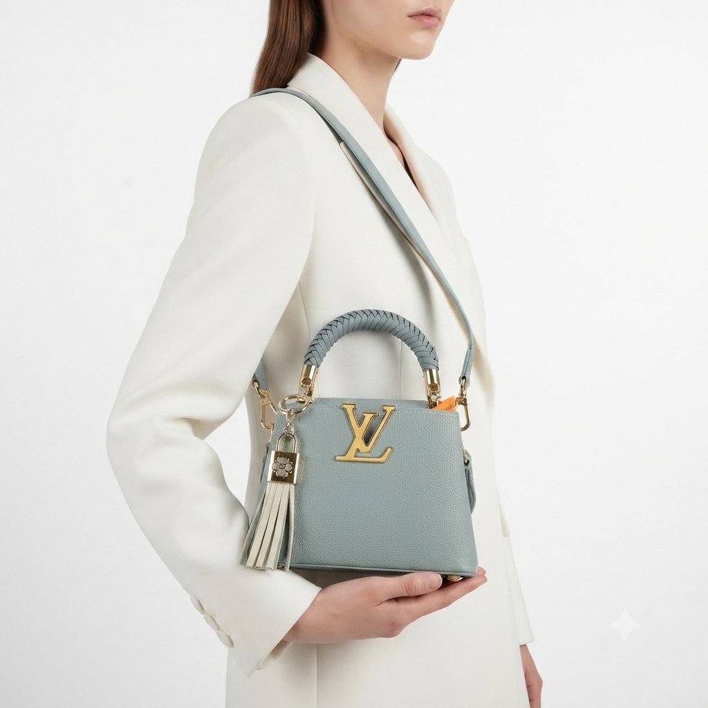 LV Large Braided Handle Handbag with Tassel Charm