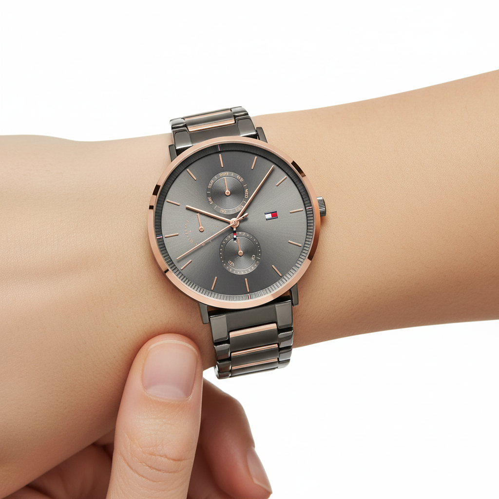 Tommy Hilfiger Women's Gray Dial Rose-Gold Multi-Function Watch 🩶💖⌚️