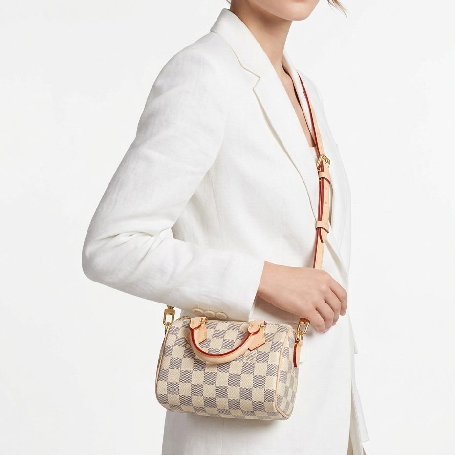 Louis Vuitton Nano Speedy Damier Azur Canvas Crossbody Bag 👜✨🤍