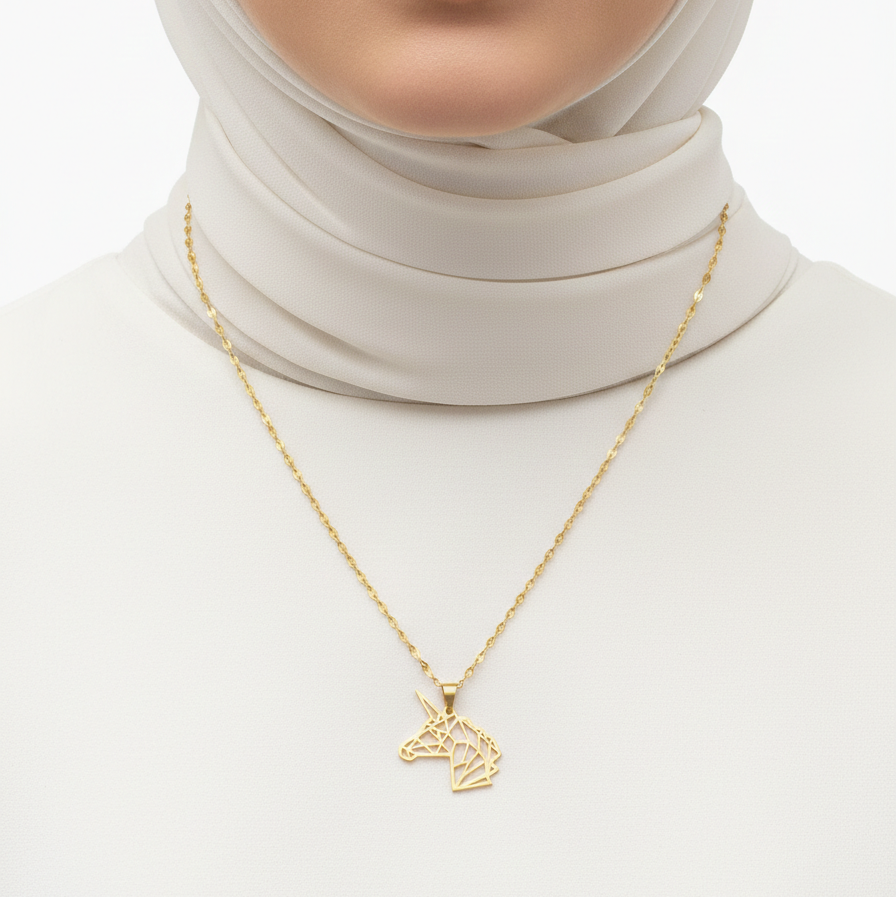 Geometric Unicorn Pendant Necklace 🦄✨💛