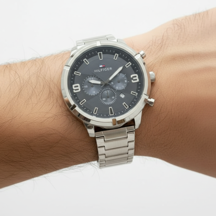 Tommy Hilfiger Men's Chronograph Watch in Brushed Steel ⌚✨🏙️