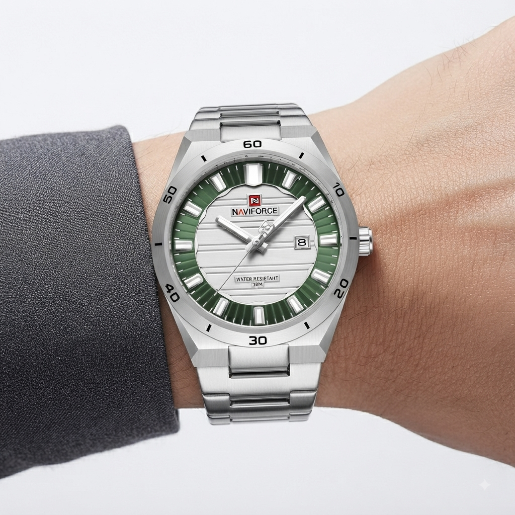NAVIFORCE Stainless Steel Watch with Green Dial