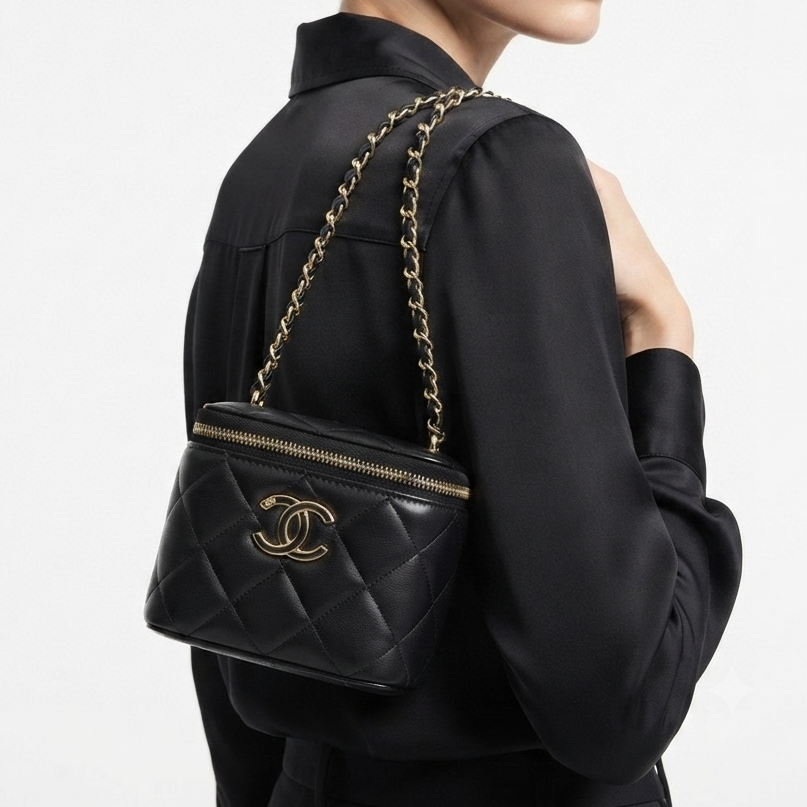 Chanel Quilted Vanity Box Bag with Chain Strap