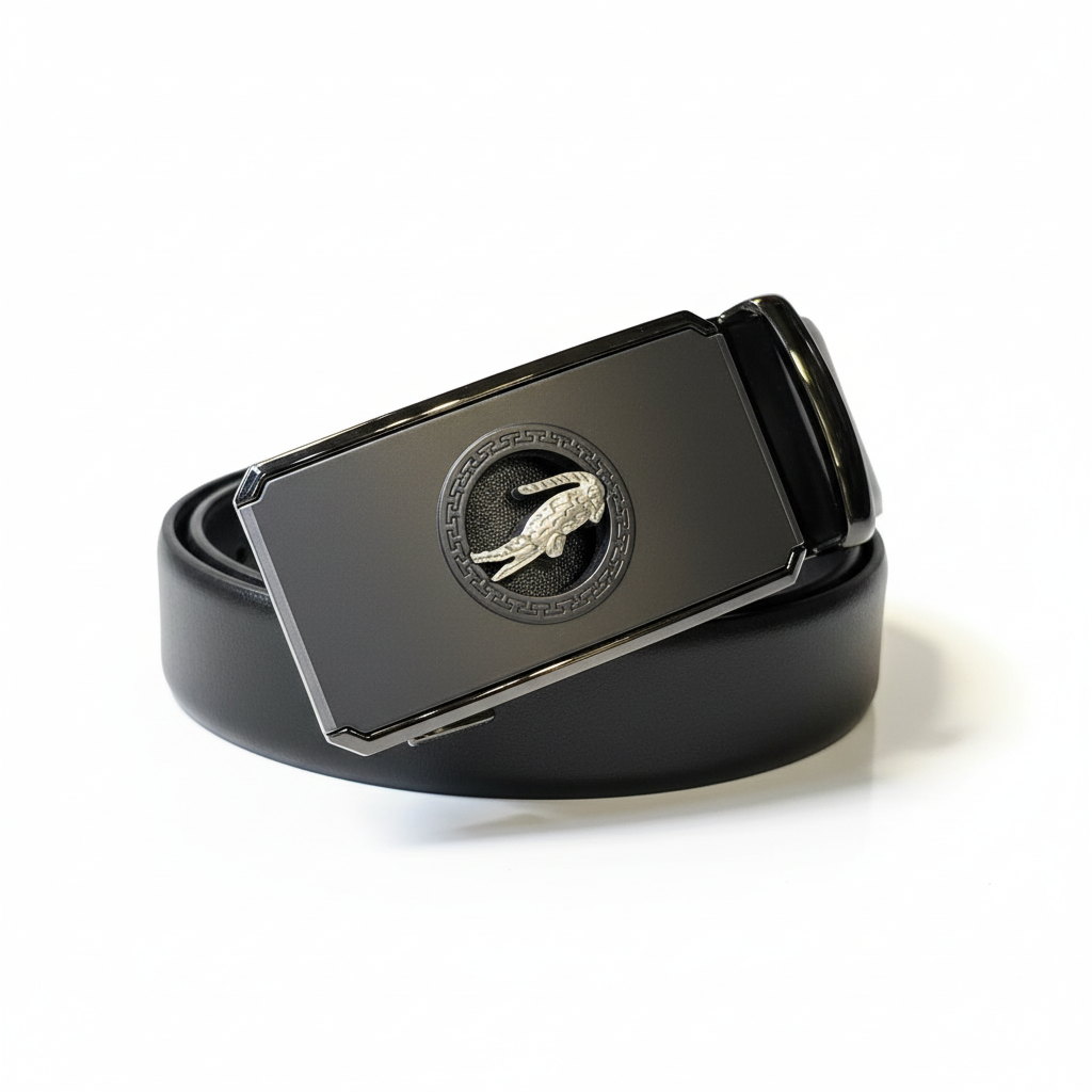 Lacoste Black Leather Automatic Belt with Silver Crocodile Logo 🐊⚫️✨