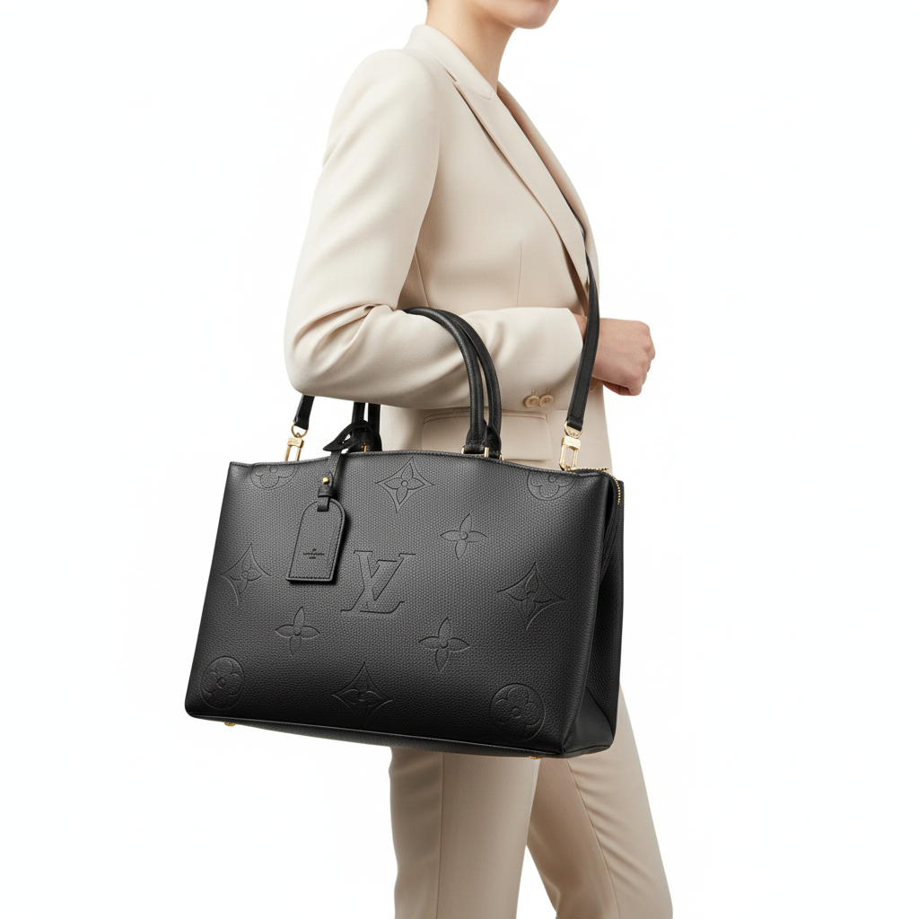 Louis Vuitton Black Monogram Embossed Leather Tote 🖤👜✨