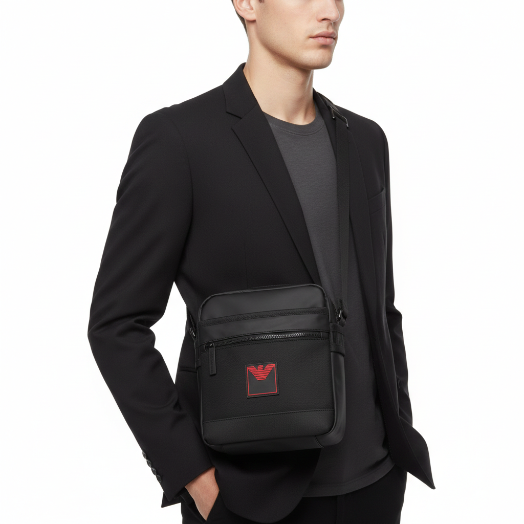 Armani Messenger Bag with Red Eagle Logo 🦅⚫👜