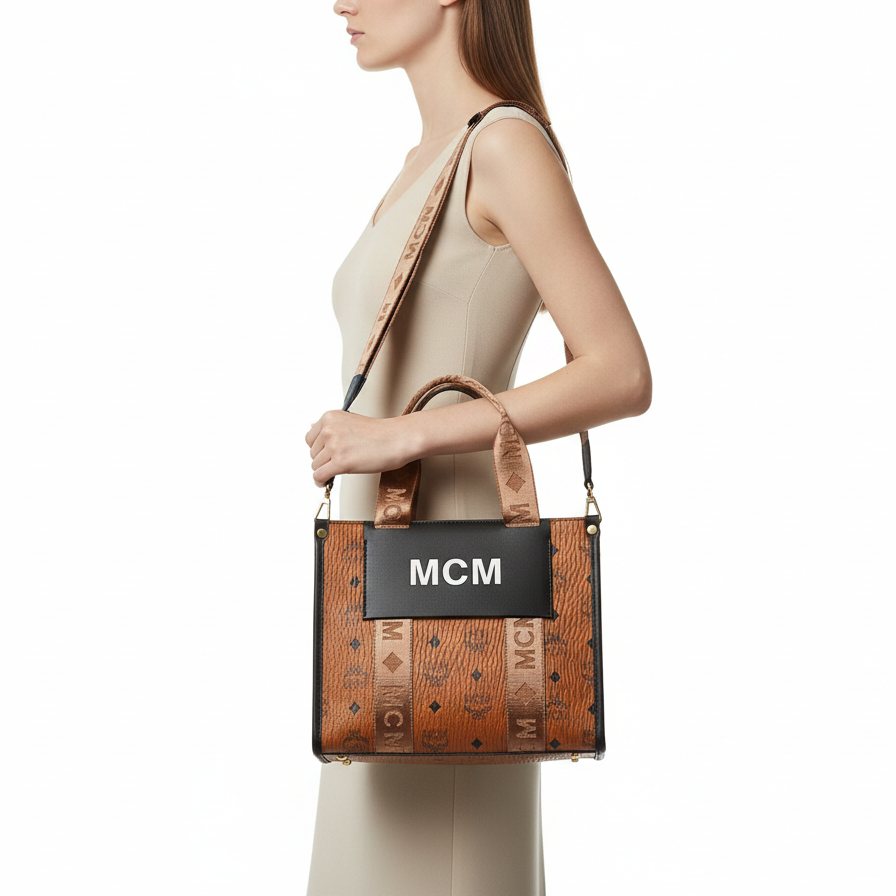 MCM Monogrammed Visetos Tote with Wide Logo Strap 👜✨🤎