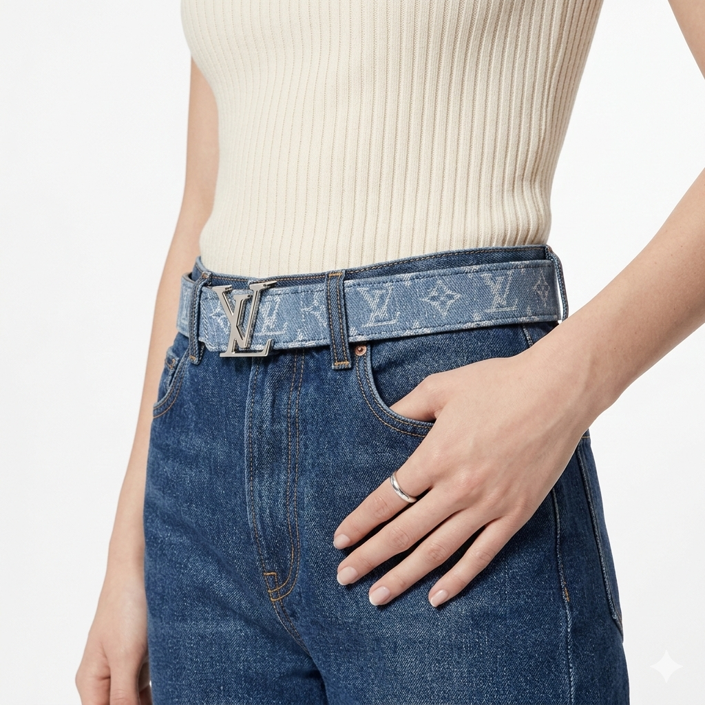 Louis Vuitton Denim & Leather Belt 💙 ⚜️