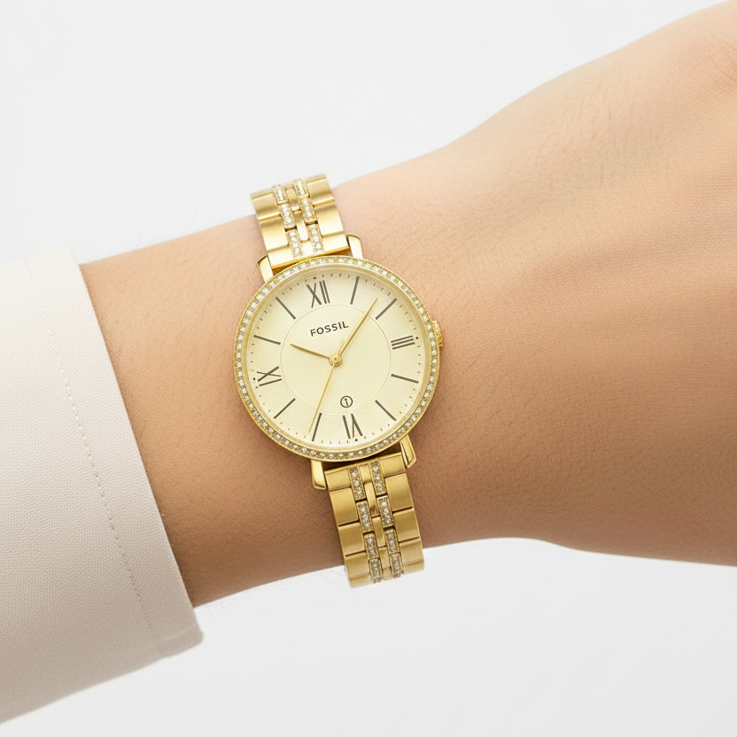 Fossil Gold-Tone Diamond-Accented Quartz Watch 💛✨💎