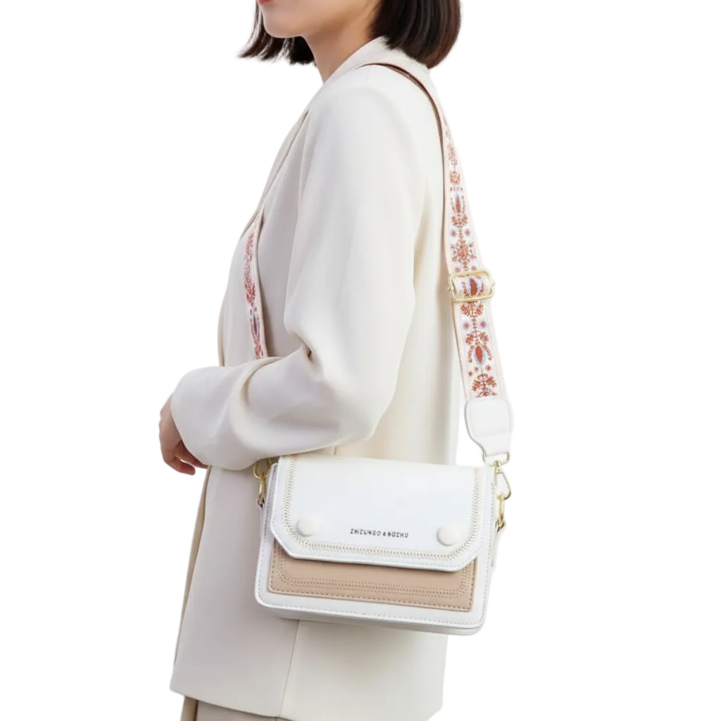 Zhizungo & Ngzhu Two Tone Crossbody with Embroidered Strap 👜✨🌸