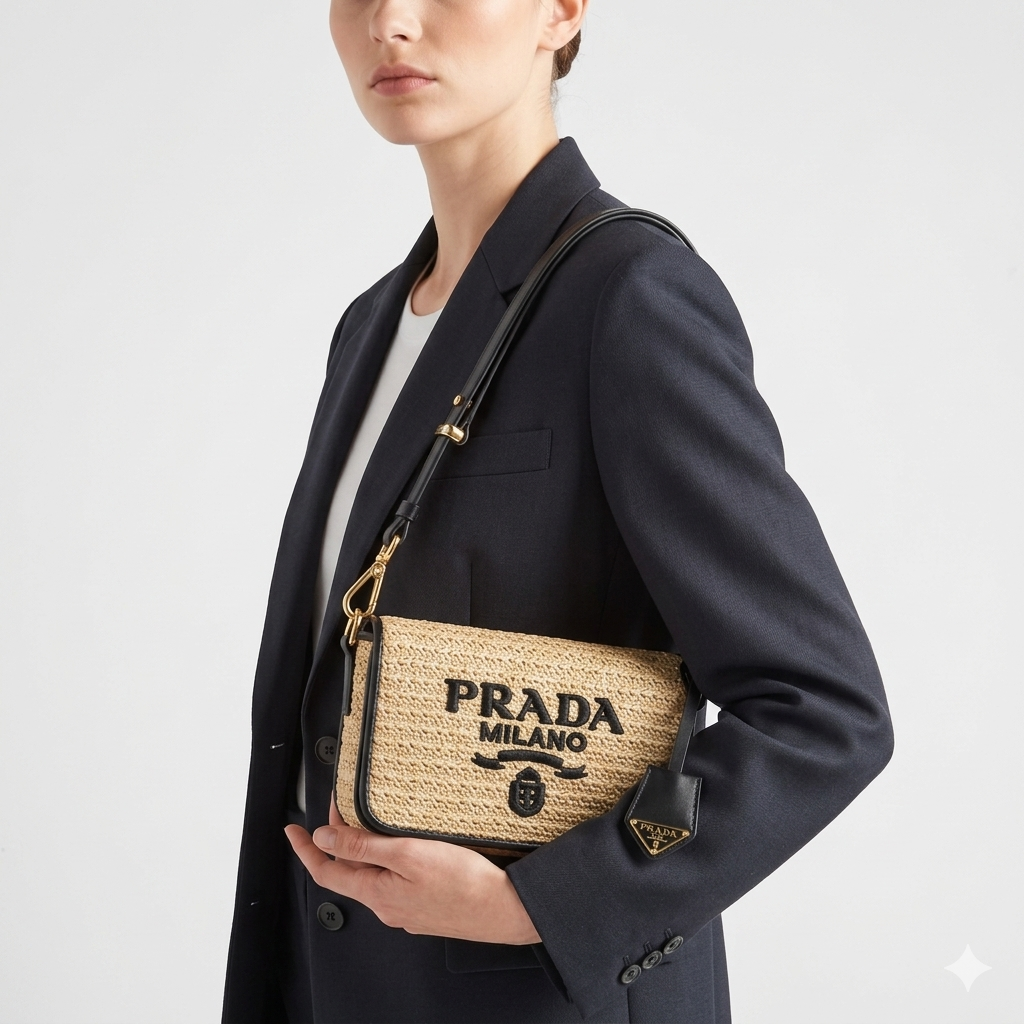 Prada: Chic Beige & Black Shoulder Bag 👜🖤