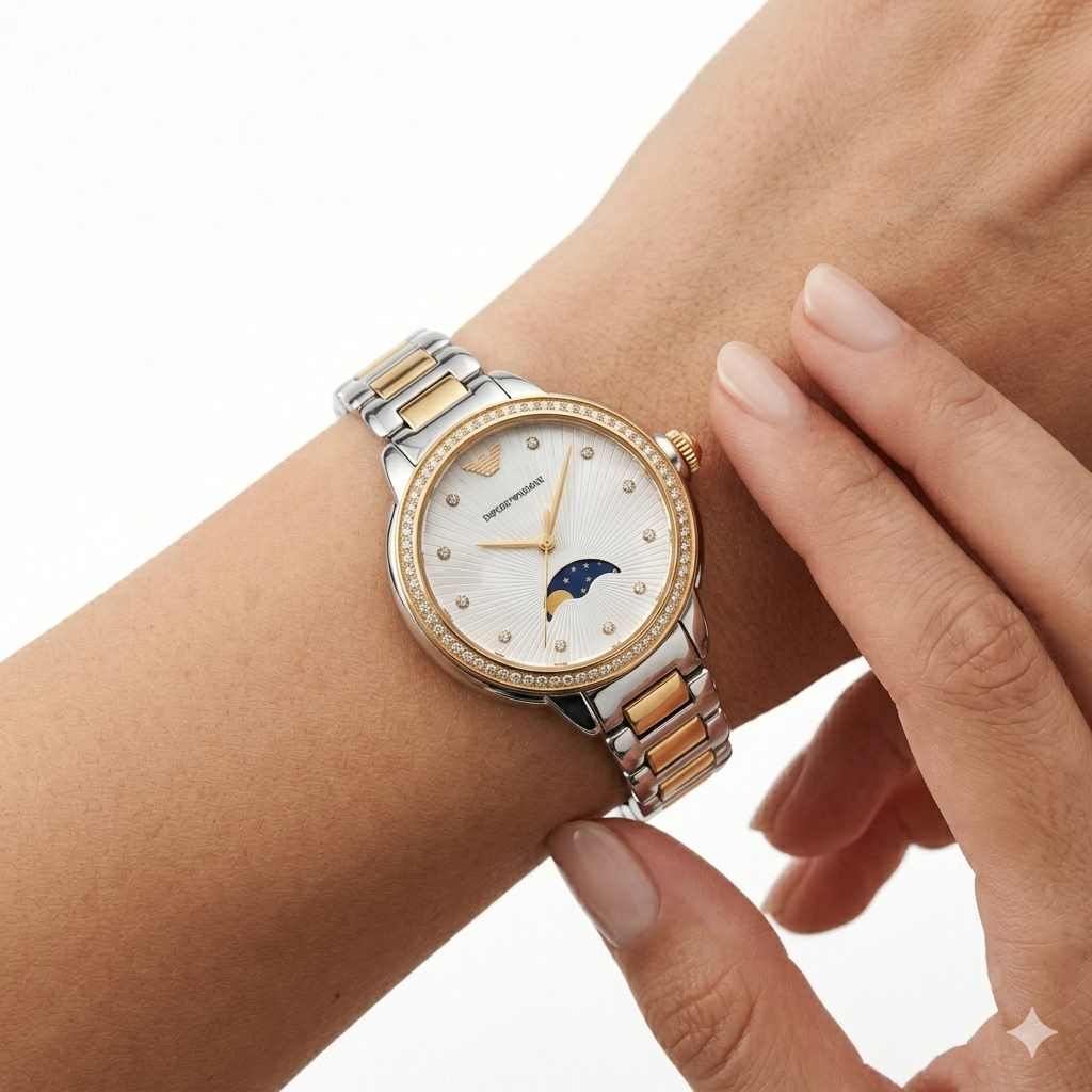 Elegant Women's Watch: Silver & Gold Tones ⌚✨🪙