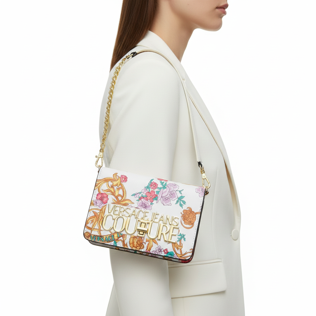 Versace Jeans Couture Floral Print Logo Crossbody Clutch 👑🌼 multiway