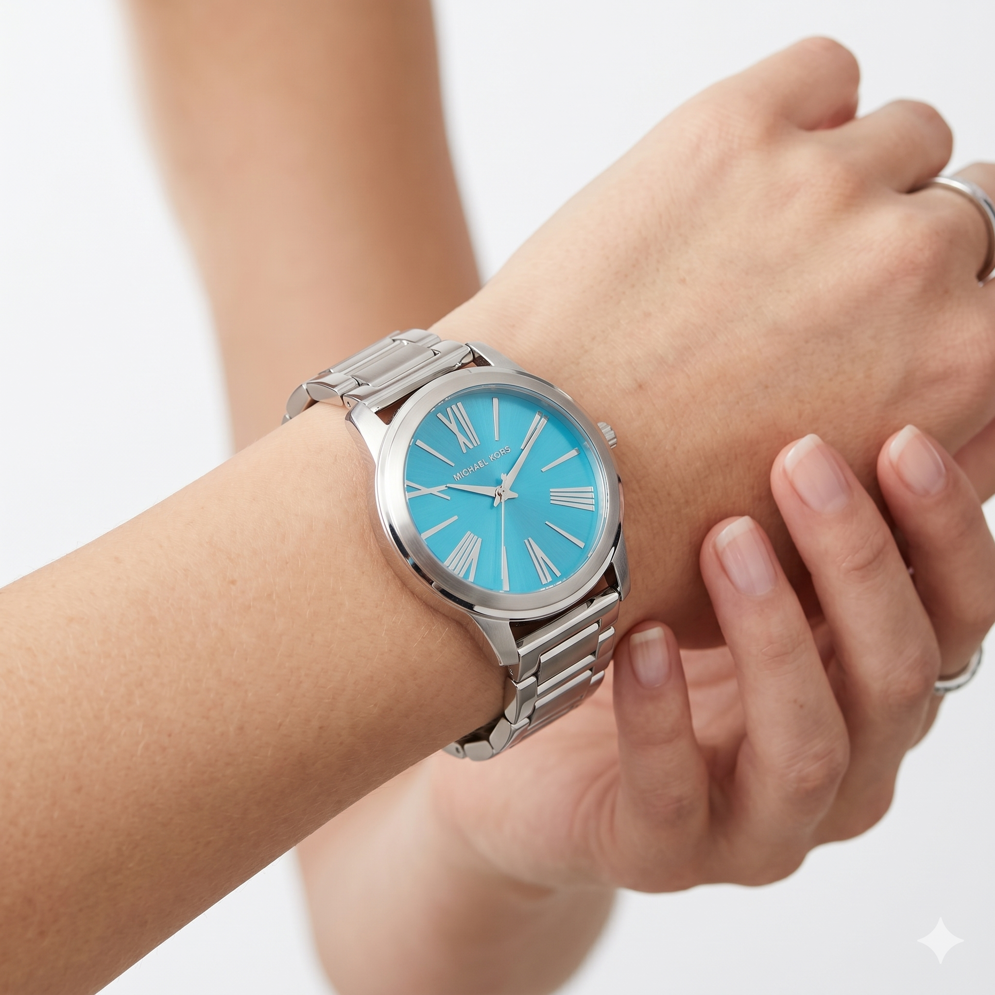 Michael Kors Silver-Tone Watch with Blue Face 💙⌚