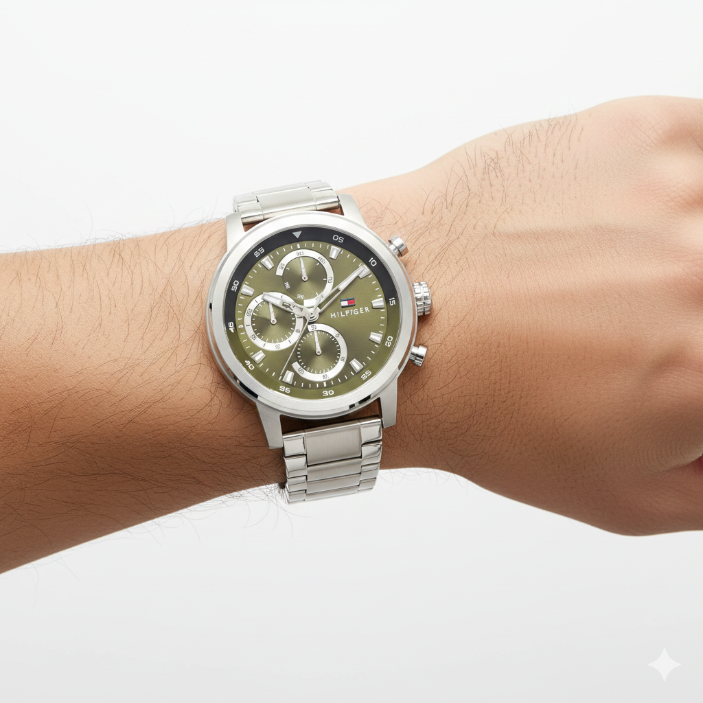 Tommy Hilfiger Men's Multi-Function Watch with Olive Green Dial ⌚🌿✨
