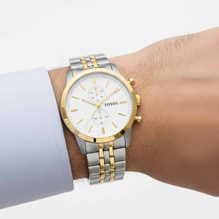 Fossil Two-Tone Stainless Steel Chronograph Watch ✨⌚🌟
