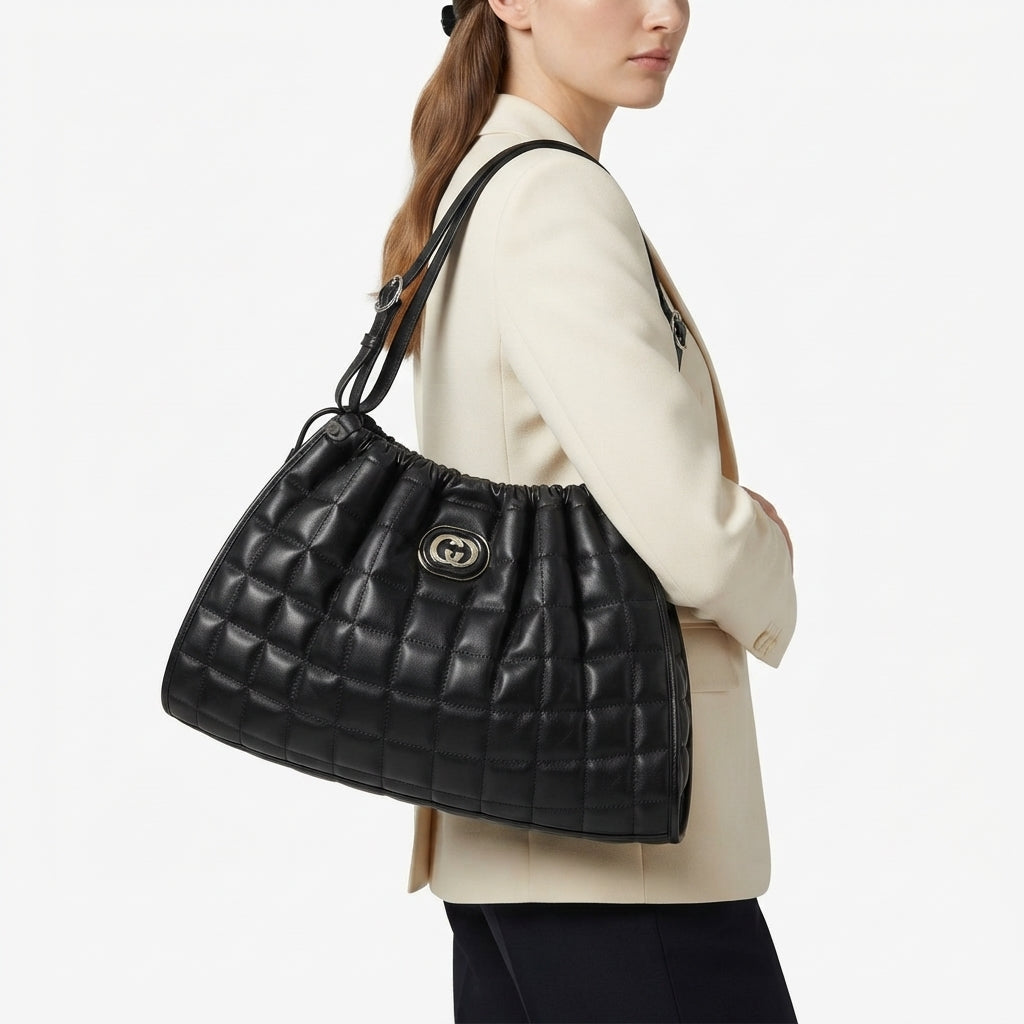 Gucci Quilted Leather Shoulder Bag with Chain Detail