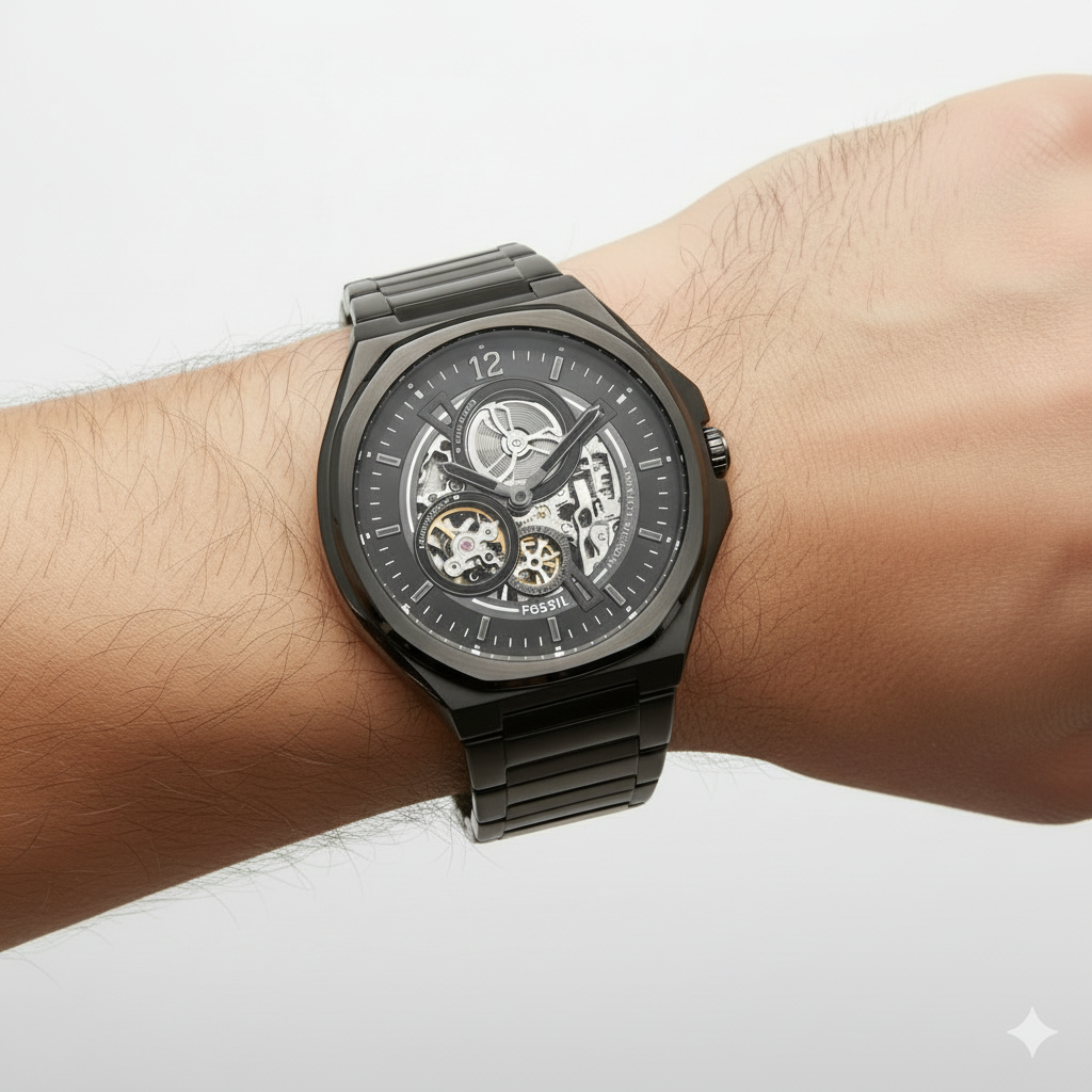 Fossil Inscriptor Automatic Black Skeleton Watch 🖤⚙️✨