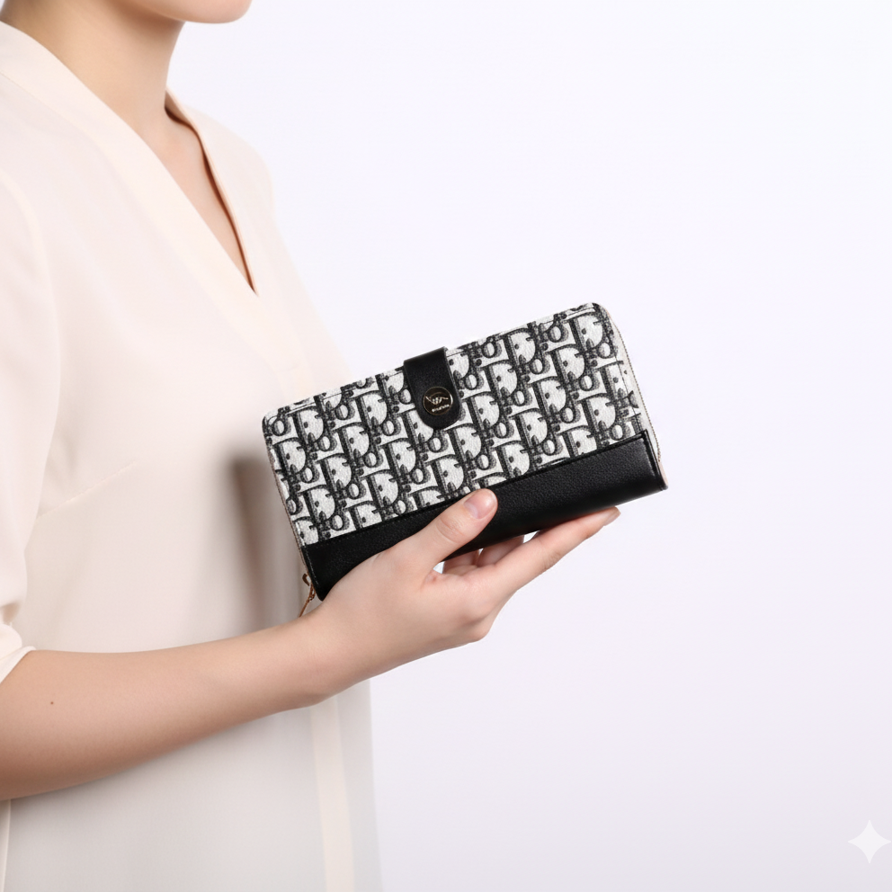 🖤 Chic Monogram Bifold Wallet with Zipper Pocket 🤍👛