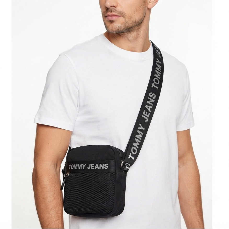 Tommy Jeans Black Mesh Crossbody Bag 🖤👜✨