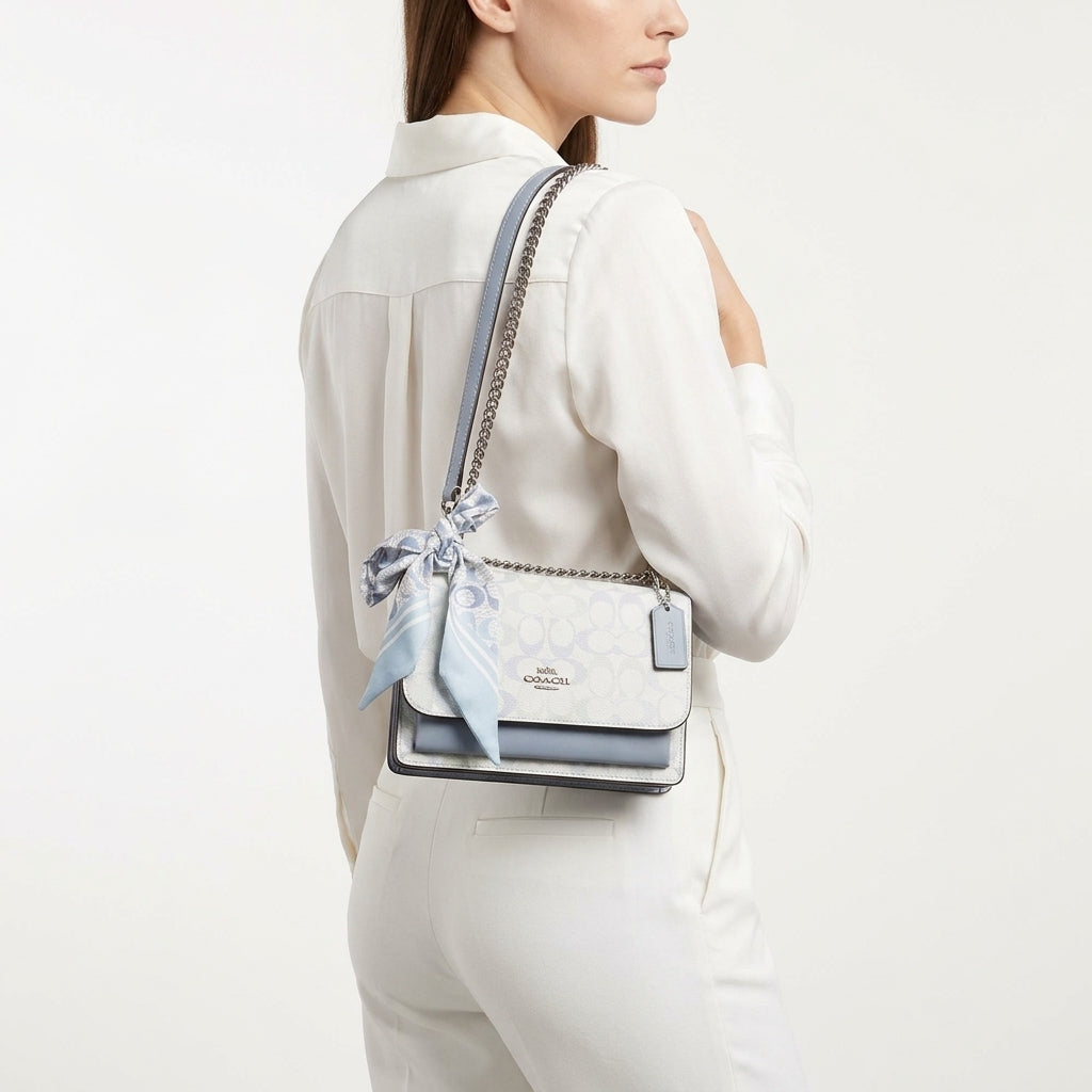 Coach Tabby Signature Shoulder Bag with Decorative Scarf