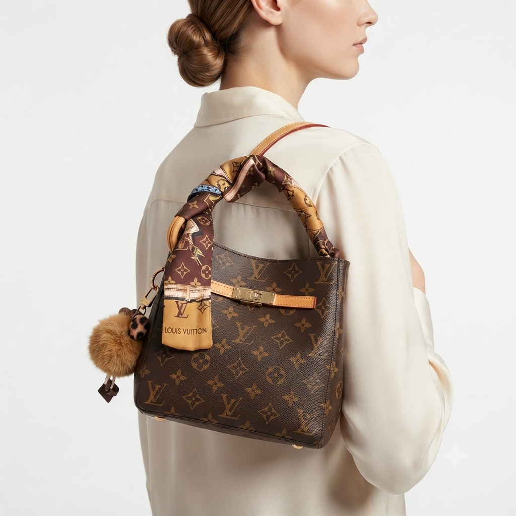 Louis Vuitton Monogram Bucket Bag with Scarf and Pouch 👜✨