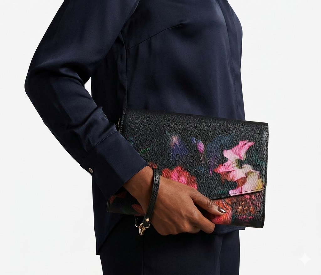 Ted Baker Floral Print Leather Wristlet Clutch 🌸✨👜