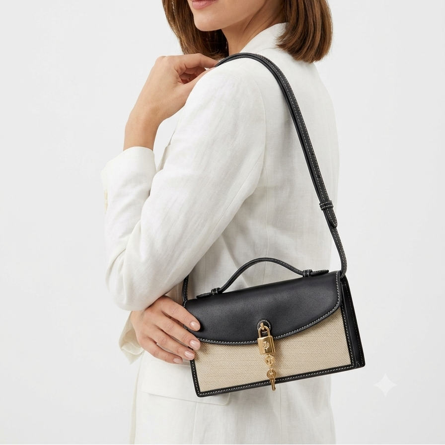 Loro Piana Lock Bag in Two-Tone Leather 👜✨