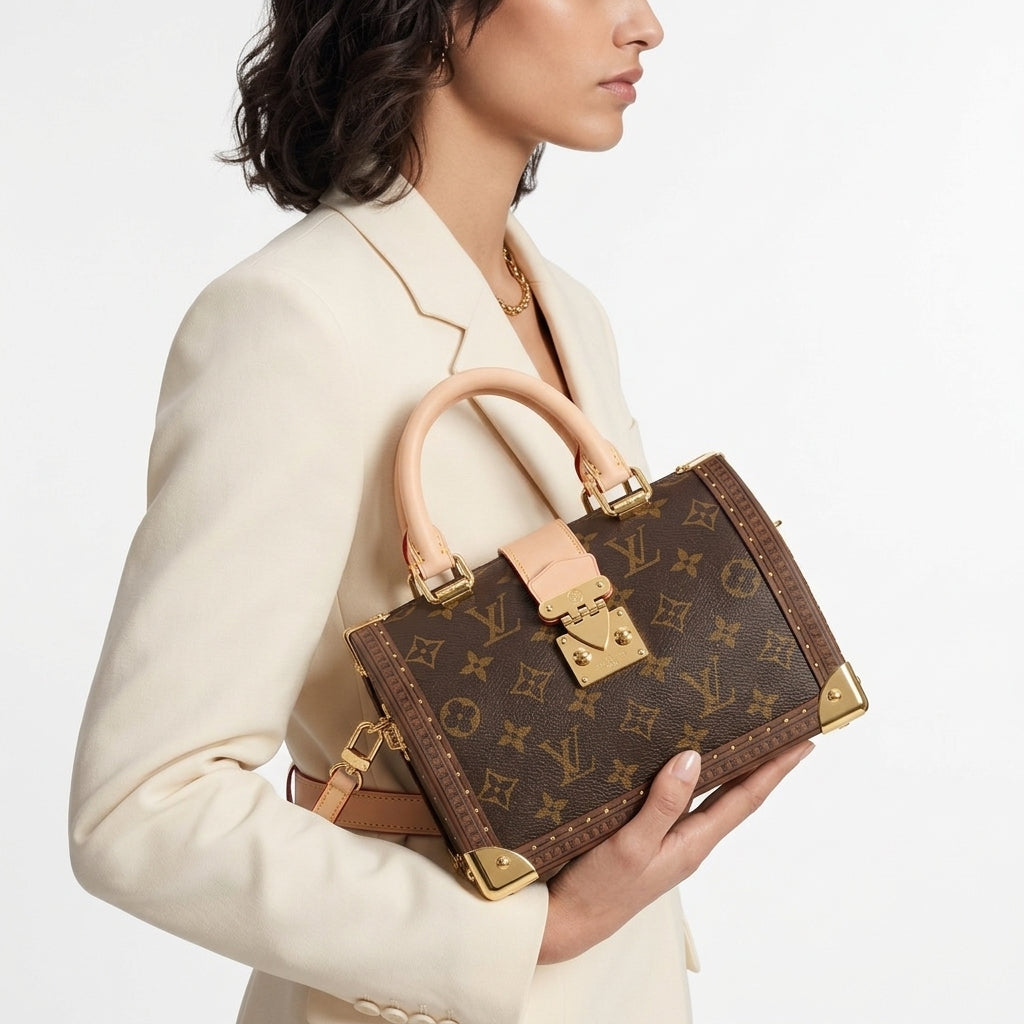 Louis Vuitton Speedy Trunk Handbag with Gold-Tone Hardware