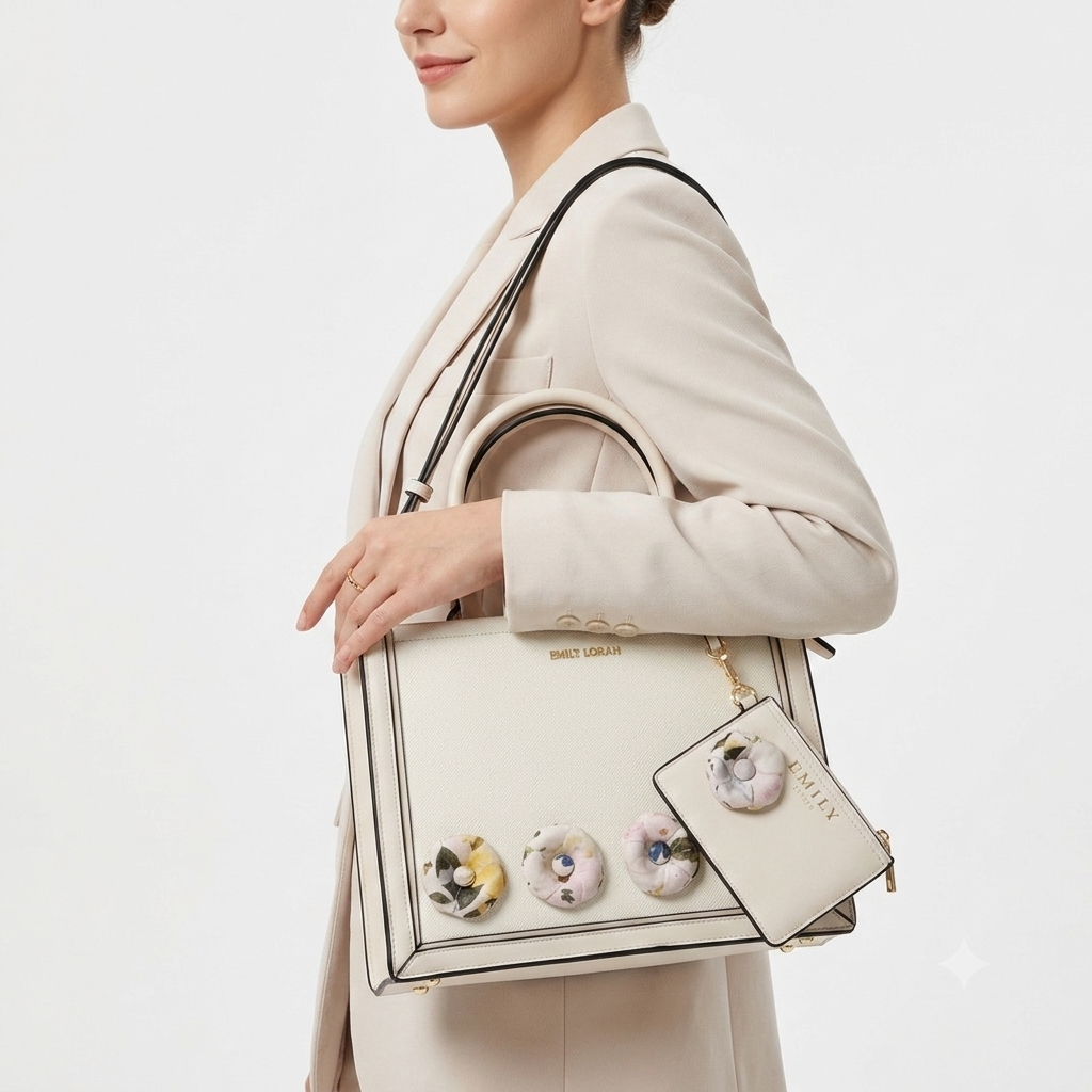 Emily Loran Floral Embellished Handbag with Matching Wallet 🌸👜