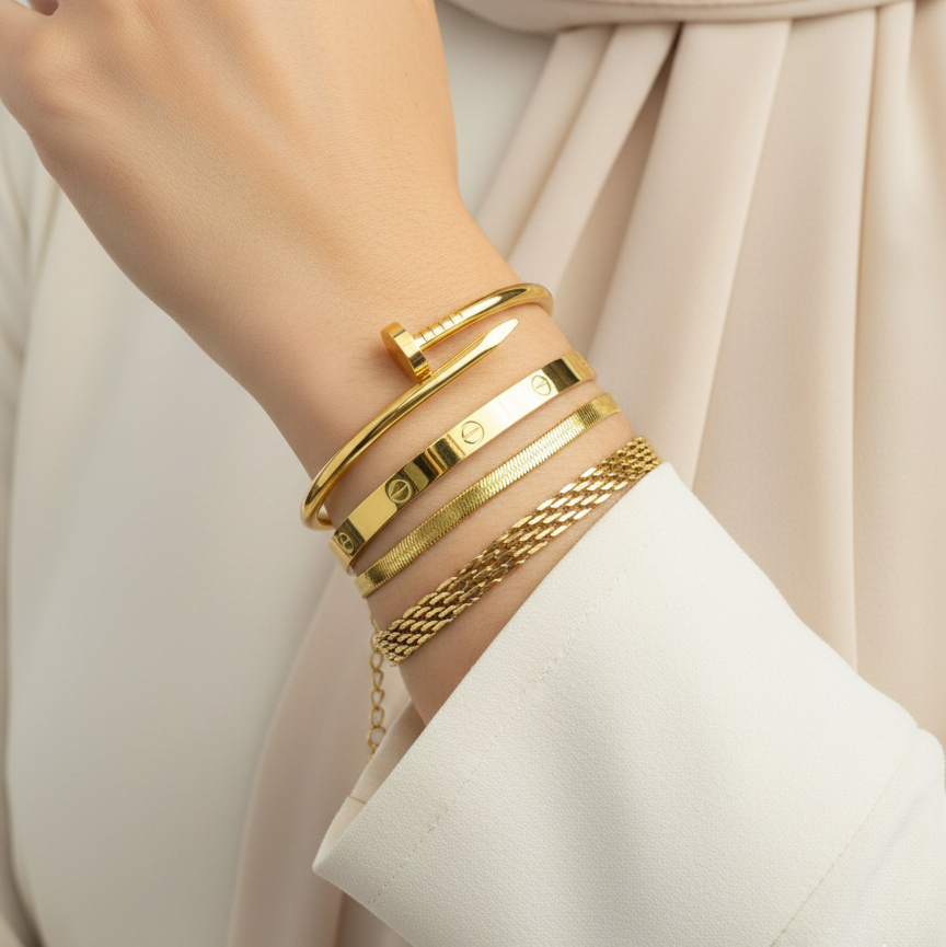 Cartier Inspired 18K Gold Plated Bracelet Set ✨👑💍