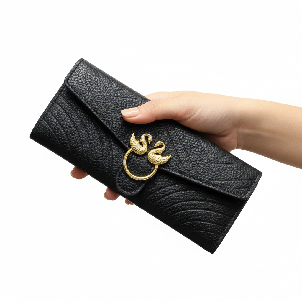LOUIE DENNIS Elegant Black Leather Accessory Gift Set 🦢✨🖤