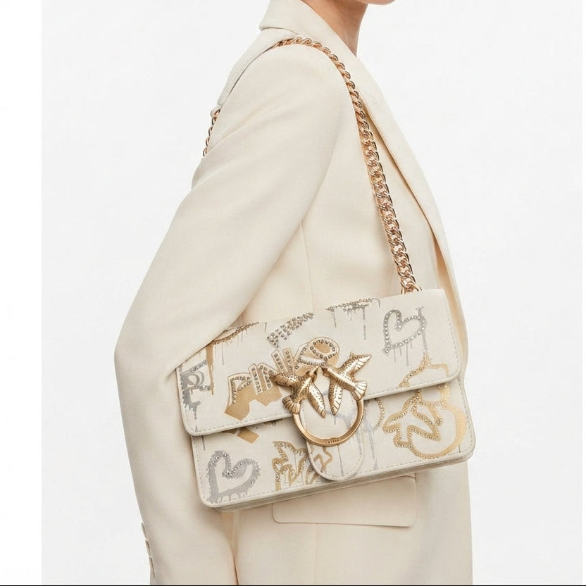 Pinko Mirror Large Graffiti Chain Bag