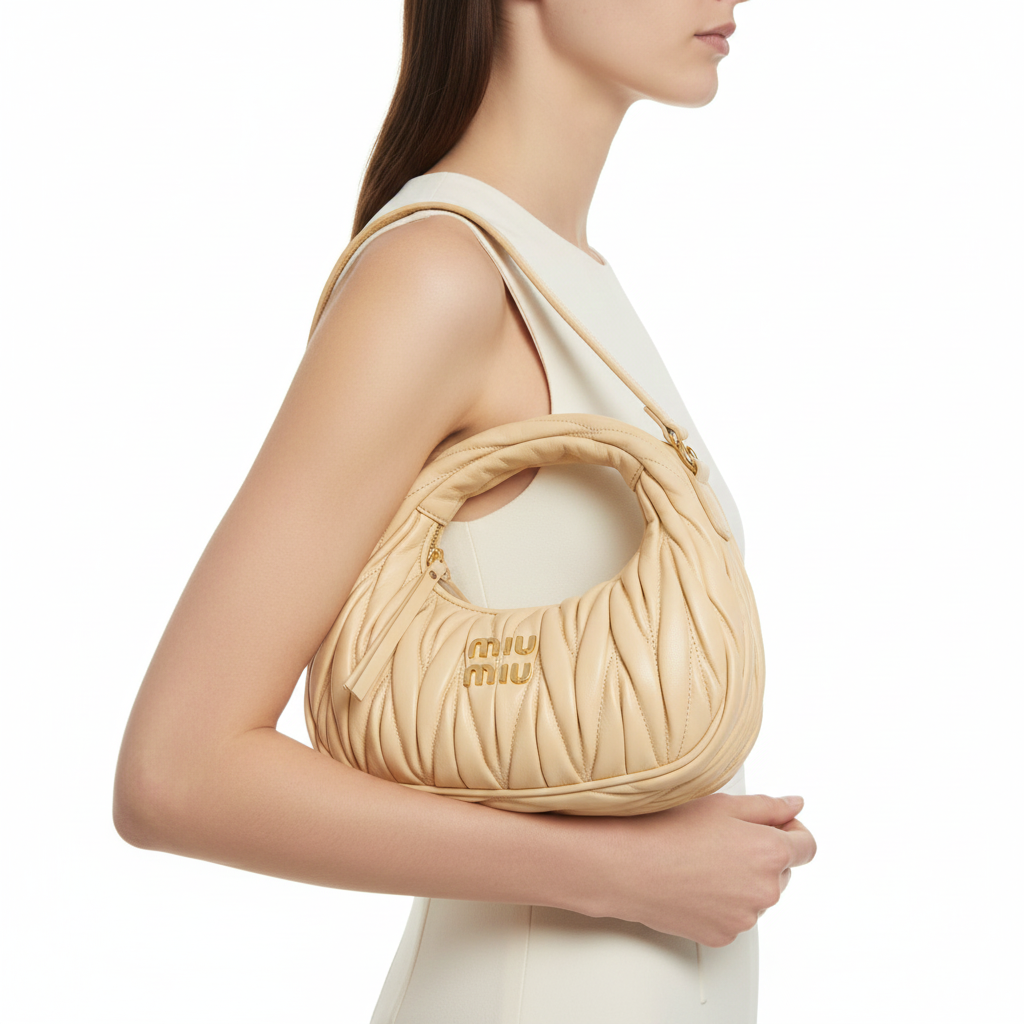 Miu Miu Matelassé Nappa Leather Hobo Bag 👜✨🥐