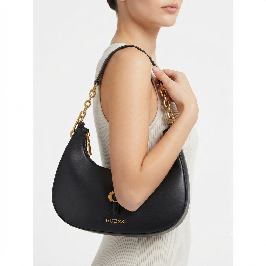 Guess Black Shoulder Bag with Gold-Tone Chain Accent 👜✨