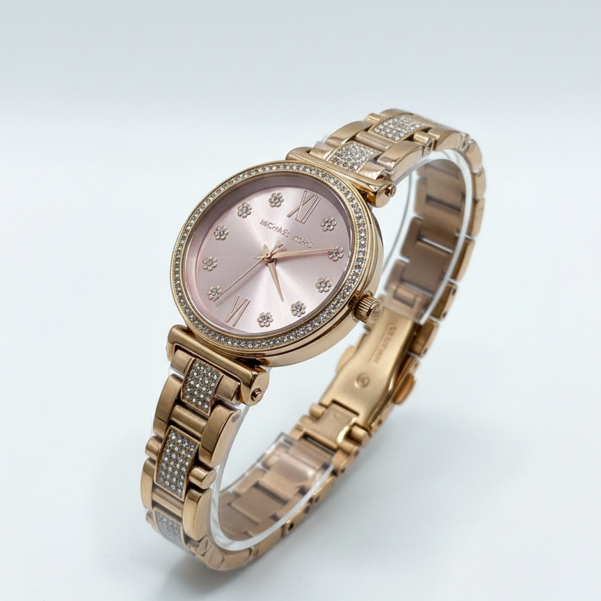 Michael Kors Rose Gold Pave Chain Link Watch ⌚✨💖