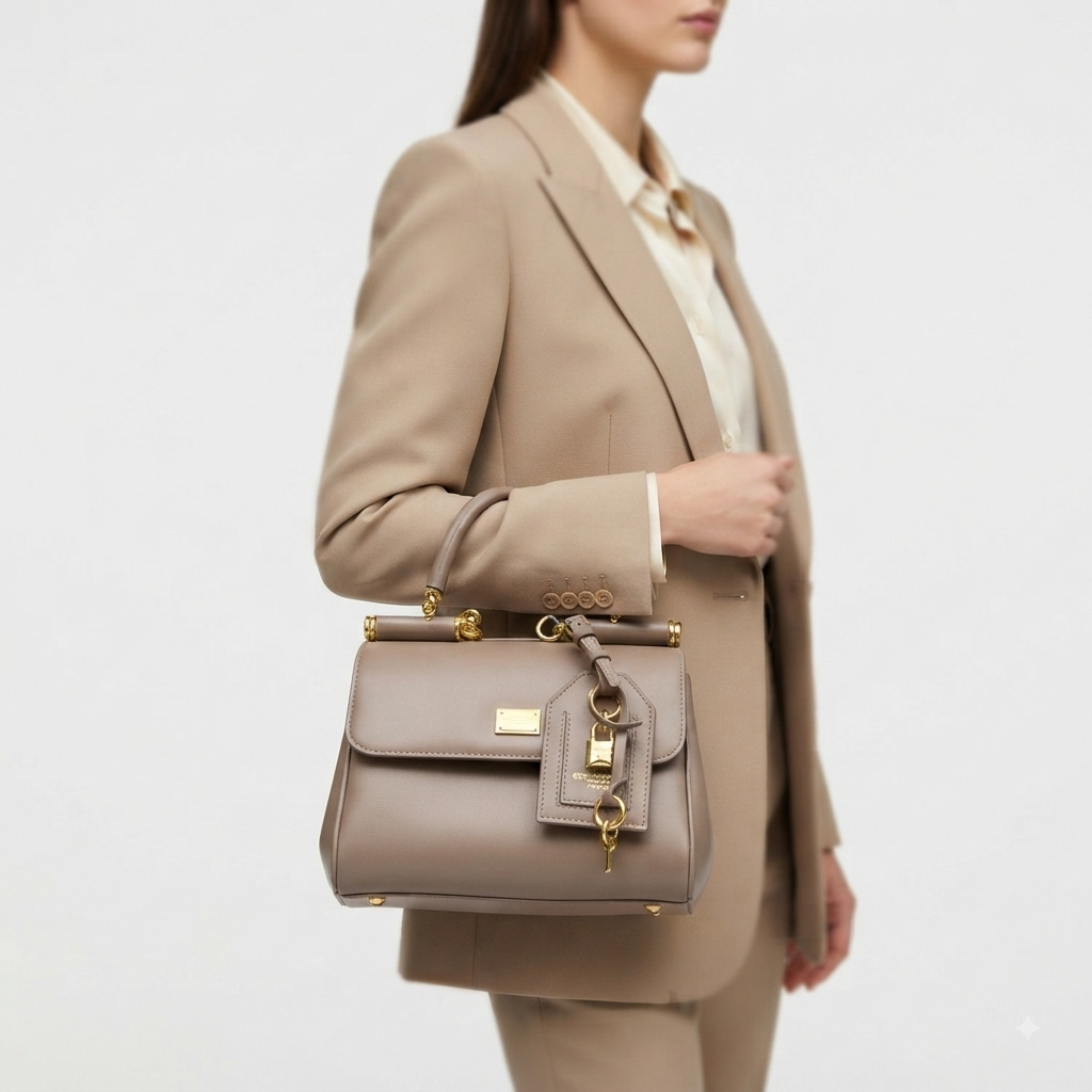 Dolce & Gabbana Structured Handbag with Gold-Tone Hardware