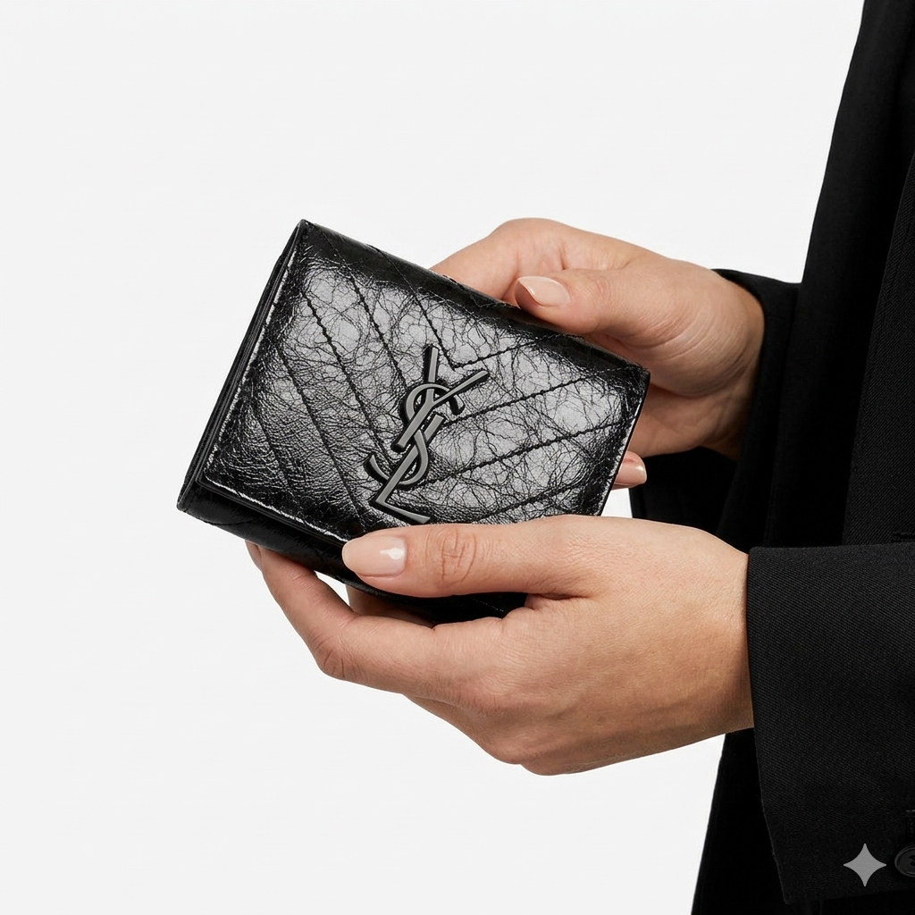 YSL Black Leather Wallet 🖤 Sleek & Chic