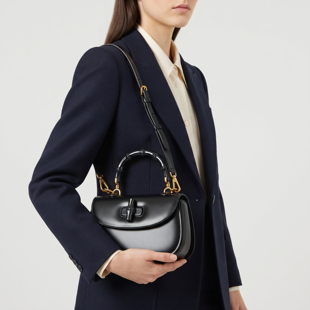 Gucci Black Bamboo Handle Handbag