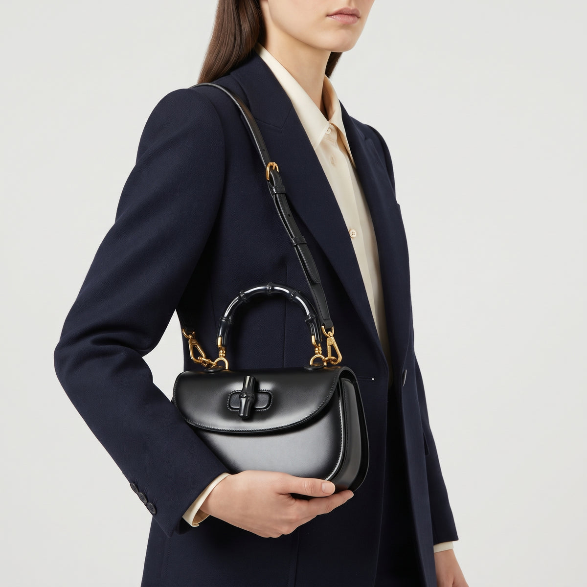 Gucci Black Bamboo Handle Handbag