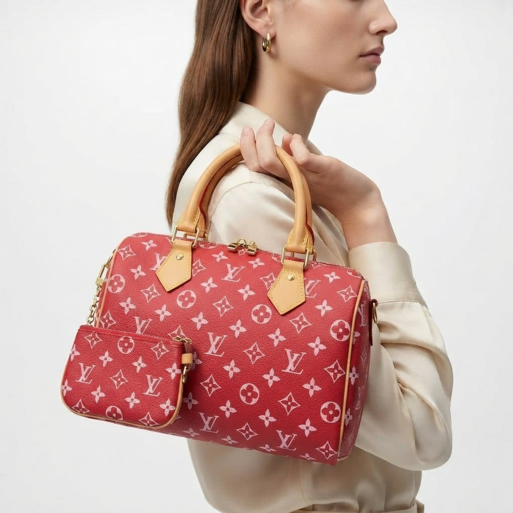 Louis Vuitton Monogram Blue Handbag with Matching Coin Purse