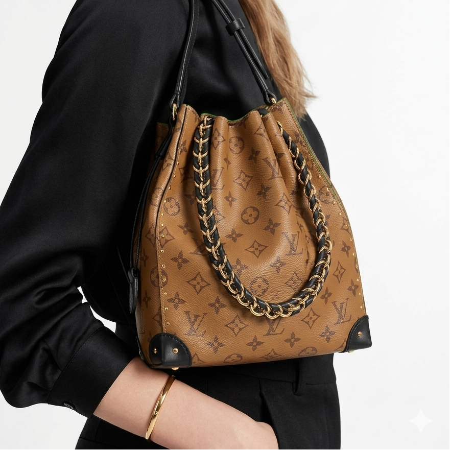 LOUIS VUITTON Monogram Bag 👜 Brown, Black & Gold Accent