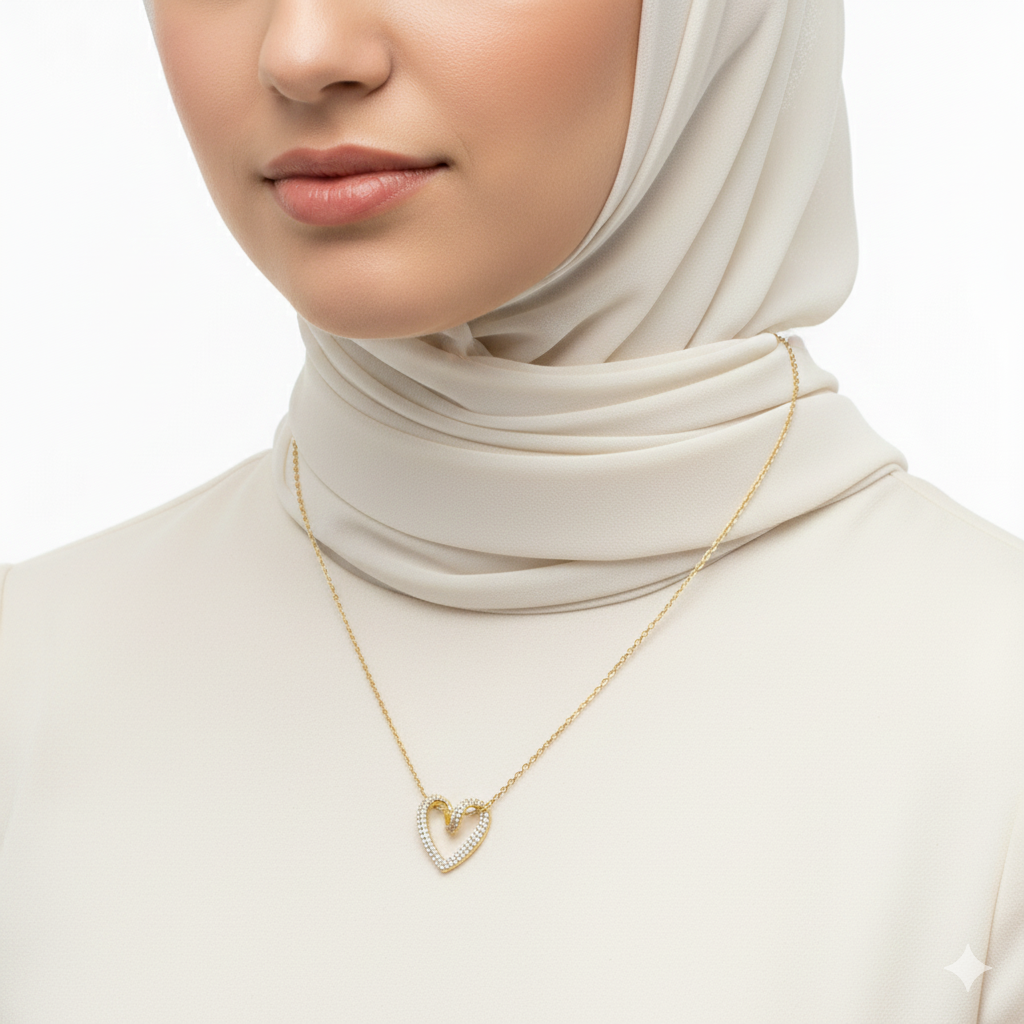 Interlocking Eternal Hearts Pendant Necklace ✨💛💎