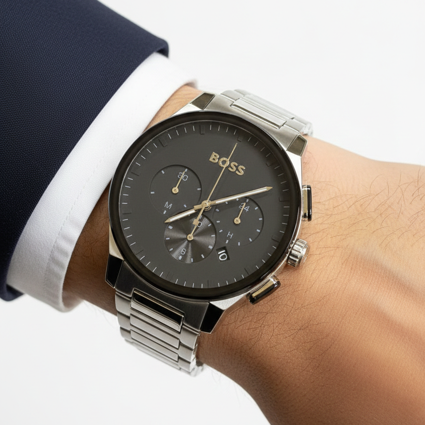 BOSS Grand Prix Chronograph Men’s Watch in Stainless Steel ⌚️💼✨
