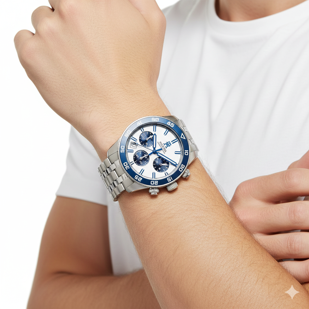 Tommy Hilfiger Men's Chronograph Watch Stainless Steel Blue Bezel ⌚💙✨